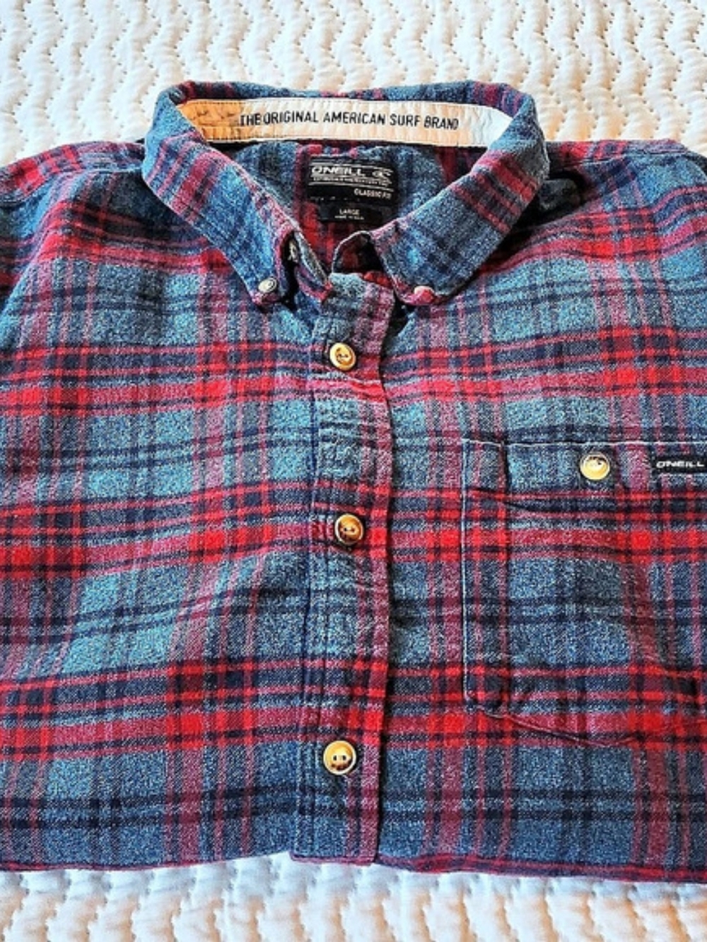 O'Neill Classic Fit Plaid Flannel Shirt Size Large